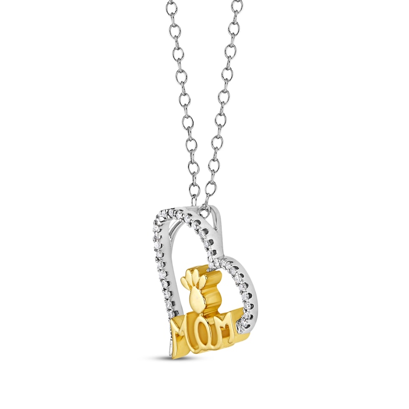 Main Image 2 of Diamond &quot;Mom&quot; Paw Print Heart Necklace 1/10 ct tw 10K Two-Tone Gold 18&quot;