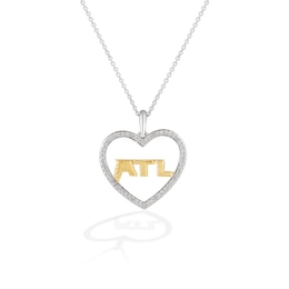 True Fans Atlanta Falcons 1/10 CT. T.W. Diamond Heart Necklace in Sterling Silver & 10K Yellow Gold