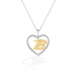 True Fans Baltimore Ravens 1/10 CT. T.W. Diamond Heart Necklace in Sterling Silver & 10K Yellow Gold