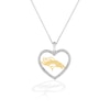 Thumbnail Image 1 of True Fans Denver Broncos 1/10 CT. T.W. Diamond Heart Necklace in Sterling Silver & 10K Yellow Gold