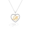 Thumbnail Image 1 of True Fans Miami Dolphins 1/10 CT. T.W. Diamond Heart Necklace in Sterling Silver & 10K Yellow Gold