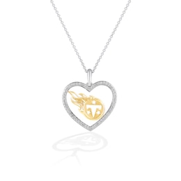 True Fans Tennessee Titans 1/10 CT. T.W. Diamond Heart Necklace in Sterling Silver & 10K Yellow Gold