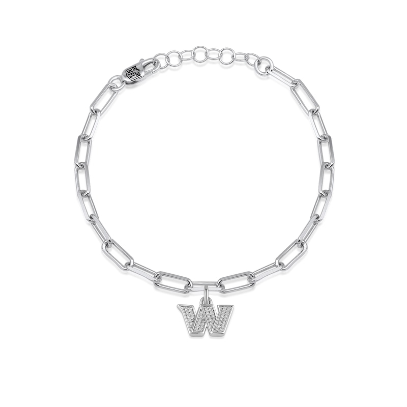 True Fans Washington Commanders 1/10 CT. T.W. Diamond Logo Paperclip Link Bracelet in Sterling Silver