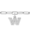 Thumbnail Image 1 of True Fans Washington Commanders 1/10 CT. T.W. Diamond Logo Paperclip Link Bracelet in Sterling Silver