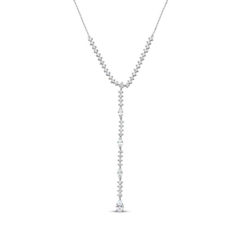 Marquise & Round-Cut Diamond Y Drop Necklace 2-1/2 ct tw 14K White Gold 18"