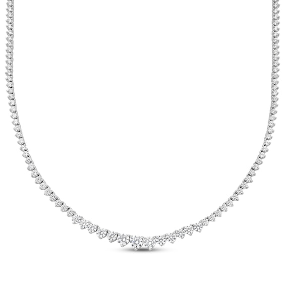 Diamond Graduated Riviera Necklace 7 ct tw 14K White Gold 16"