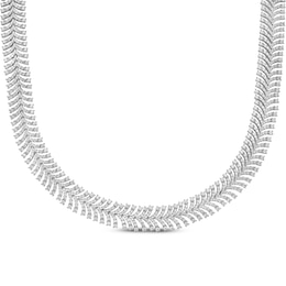 Diamond Flared Herringbone Necklace 20 ct tw 14K White Gold 18&quot;