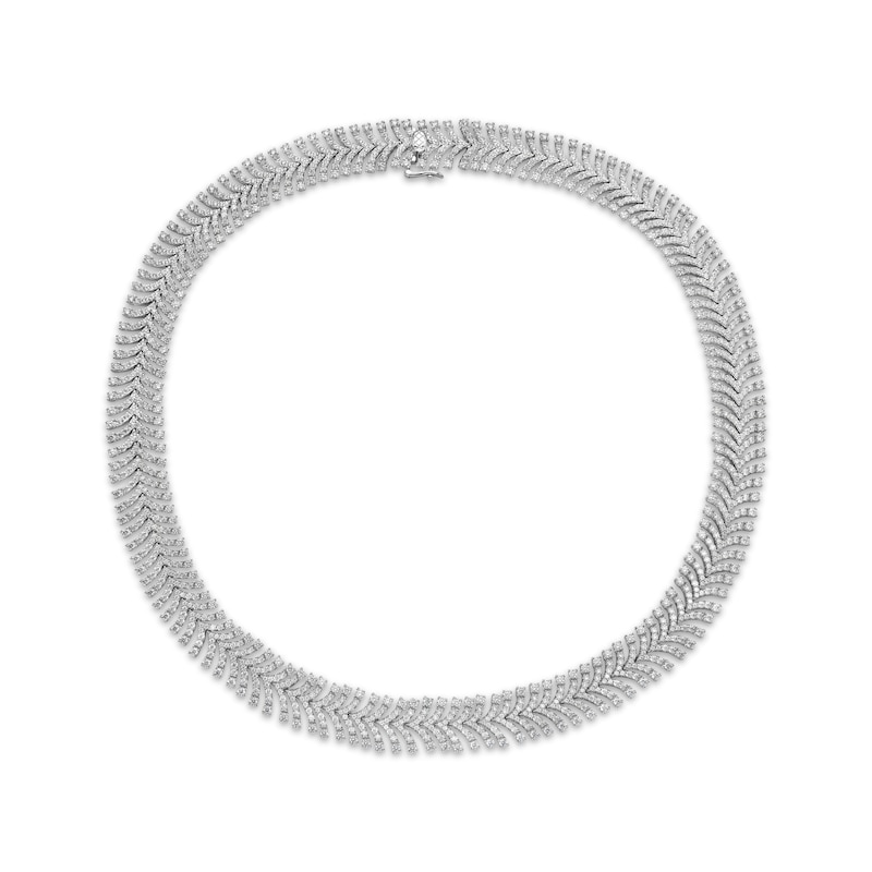 Main Image 2 of Diamond Flared Herringbone Necklace 20 ct tw 14K White Gold 18&quot;