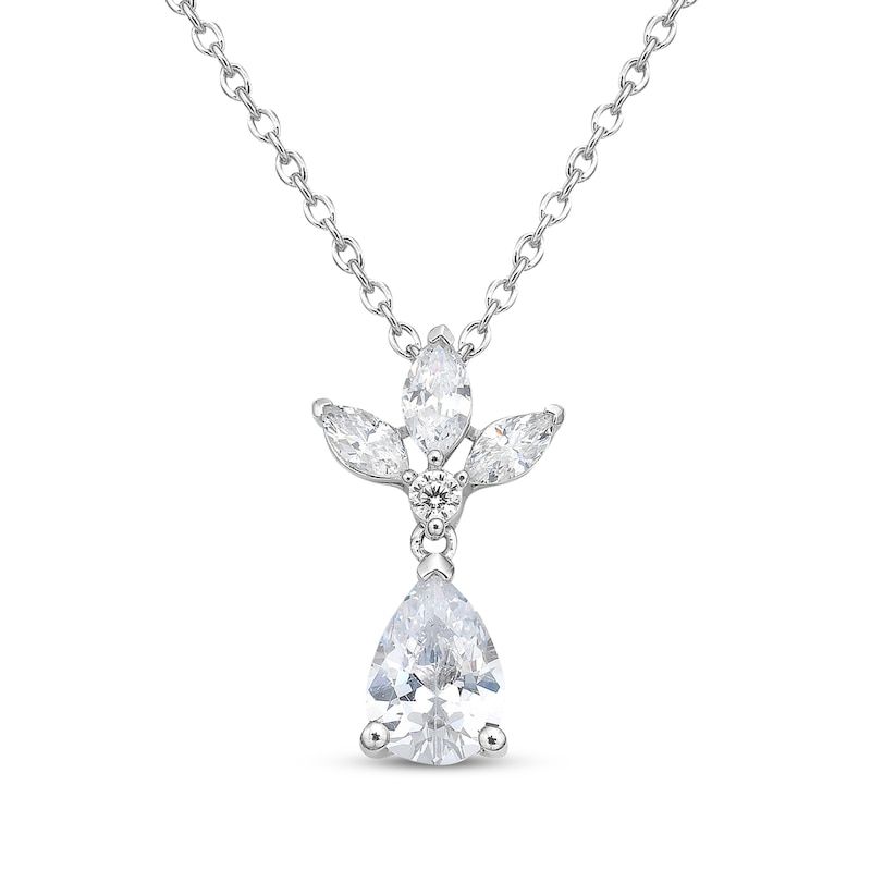 Main Image 1 of Pear, Marquise & Round-Cut Diamond Drop Necklace 1 ct tw 14K White Gold 18&quot;