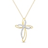 Thumbnail Image 0 of Diamond Double Cross Necklace 1/2 ct tw 10K Two-Tone Gold 18"