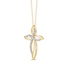 Thumbnail Image 1 of Diamond Double Cross Necklace 1/2 ct tw 10K Two-Tone Gold 18"
