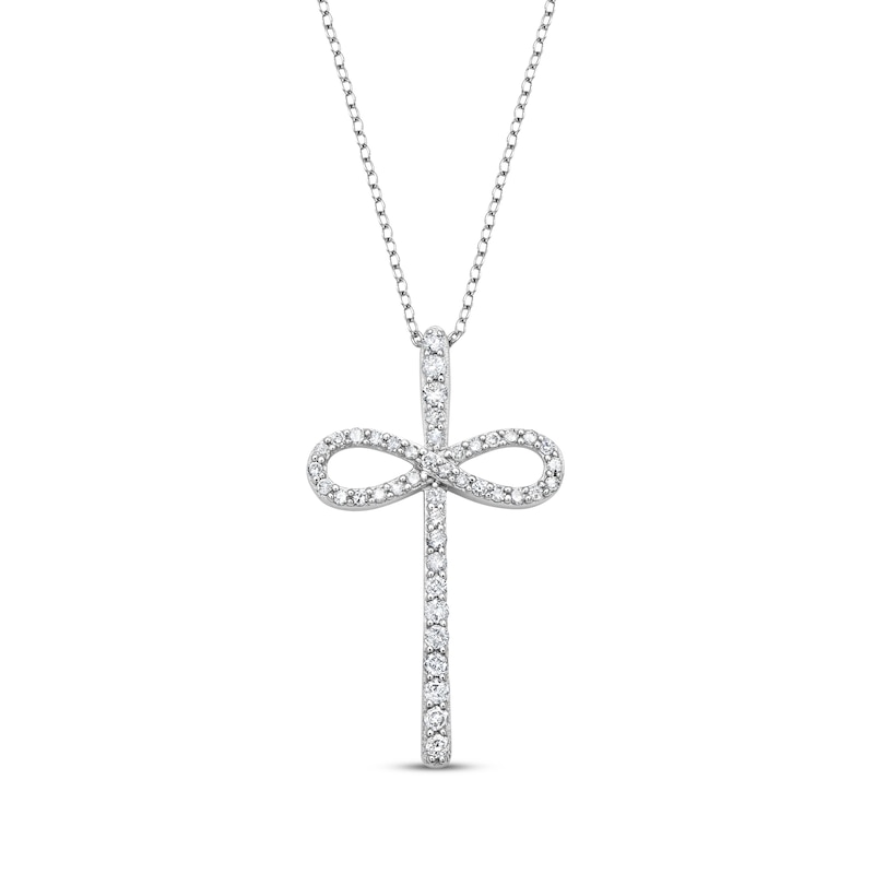 Main Image 1 of Diamond Infinity Symbol Cross Necklace 1/3 ct tw 10K White Gold 20&quot;