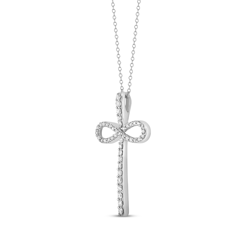 Main Image 2 of Diamond Infinity Symbol Cross Necklace 1/3 ct tw 10K White Gold 20&quot;