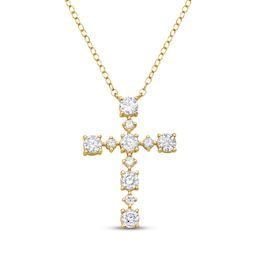 Diamond Station Cross Necklace 3/4 ct tw 10K Yellow Gold 18&quot;