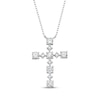 Thumbnail Image 1 of Diamond Station Cross Necklace 3/4 ct tw 10K White Gold 18&quot;