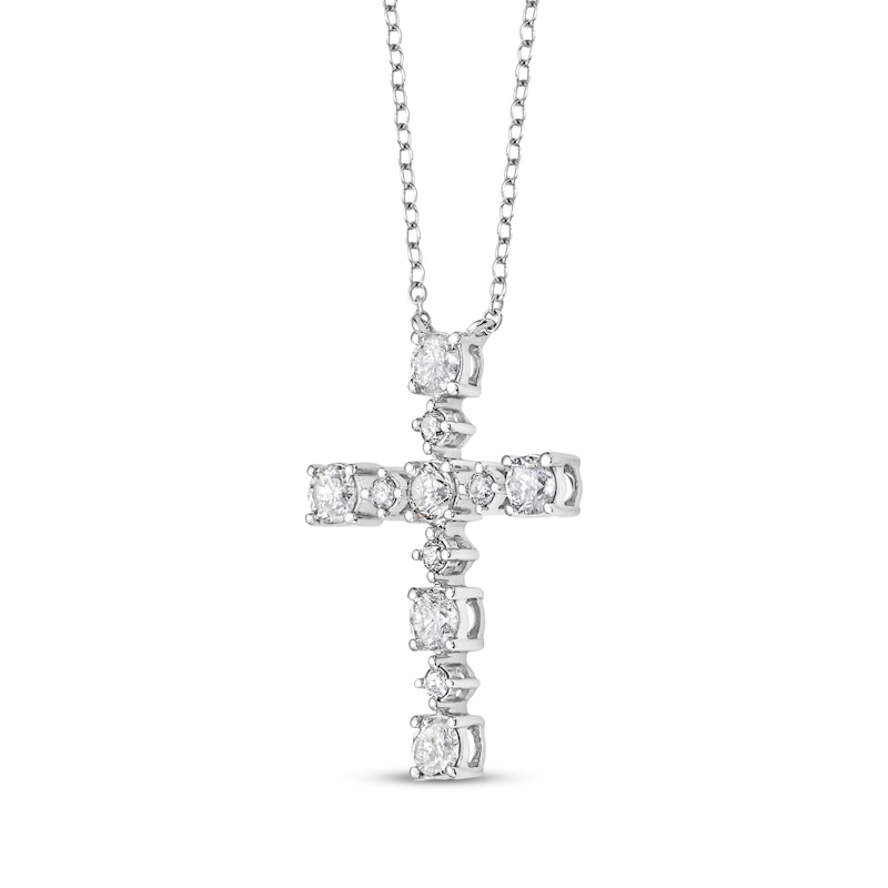 Main Image 2 of Diamond Station Cross Necklace 3/4 ct tw 10K White Gold 18&quot;