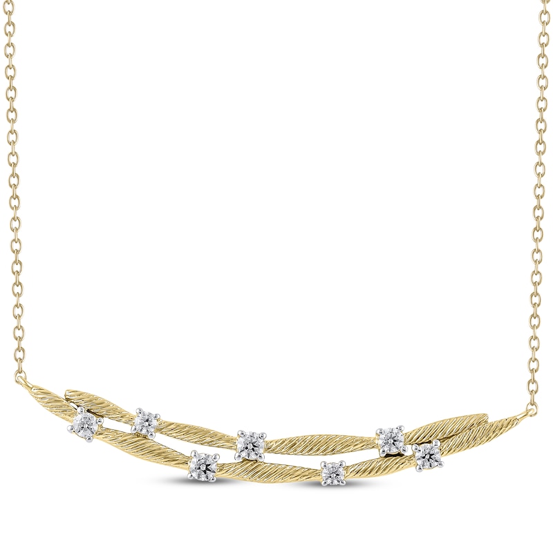 Diamond Station Necklace 1/4 ct tw 10K Yellow Gold 19"