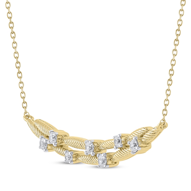 Diamond Station Necklace 1/4 ct tw 10K Yellow Gold 19"