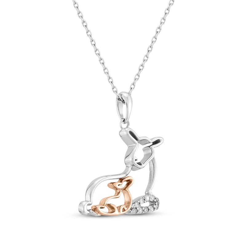 Main Image 2 of Diamond Deer Necklace 1/20 ct tw Sterling Silver & 10K Rose Gold 18&quot;