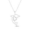 Thumbnail Image 1 of Diamond Dolphin Heart Necklace 1/10 ct tw Sterling Silver 18&quot;