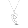 Thumbnail Image 2 of Diamond Dolphin Heart Necklace 1/10 ct tw Sterling Silver 18&quot;