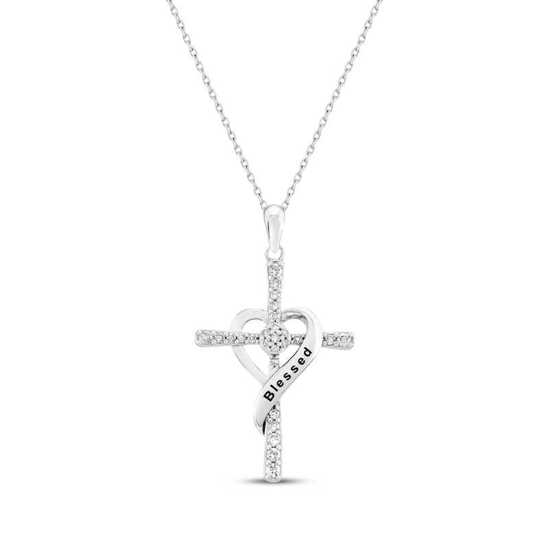 Main Image 1 of Diamond Cross Necklace 1/5 ct tw Sterling Silver 18&quot;