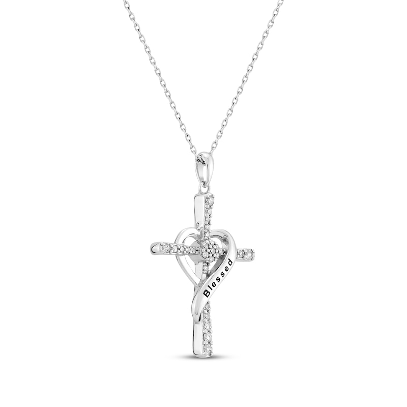 Main Image 2 of Diamond Cross Necklace 1/5 ct tw Sterling Silver 18&quot;