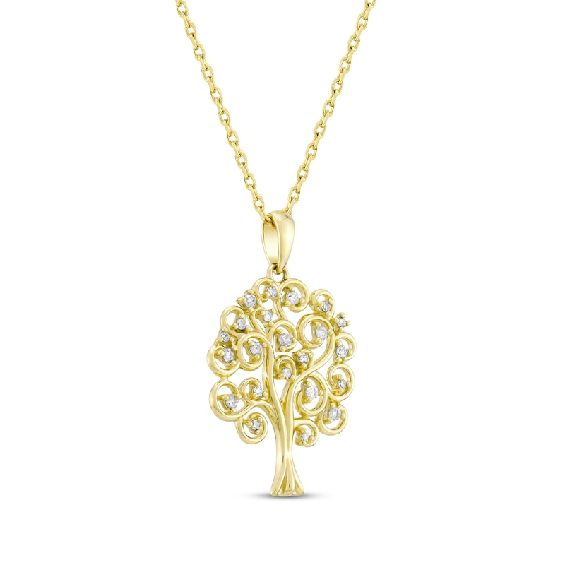 Main Image 2 of Diamond Family Tree Necklace 1/6 ct tw 10K Yellow Gold 18&quot;