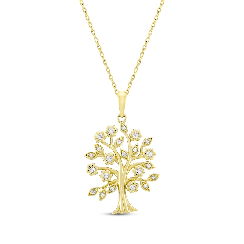 Main Image 1 of Diamond Family Tree Necklace 1/6 ct tw 10K Yellow Gold 18&quot;