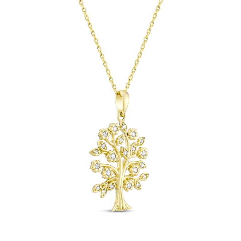 Main Image 2 of Diamond Family Tree Necklace 1/6 ct tw 10K Yellow Gold 18&quot;