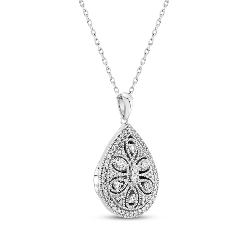 Main Image 2 of Diamond Teardrop Locket 1/3 ct tw 10K White Gold 18&quot;