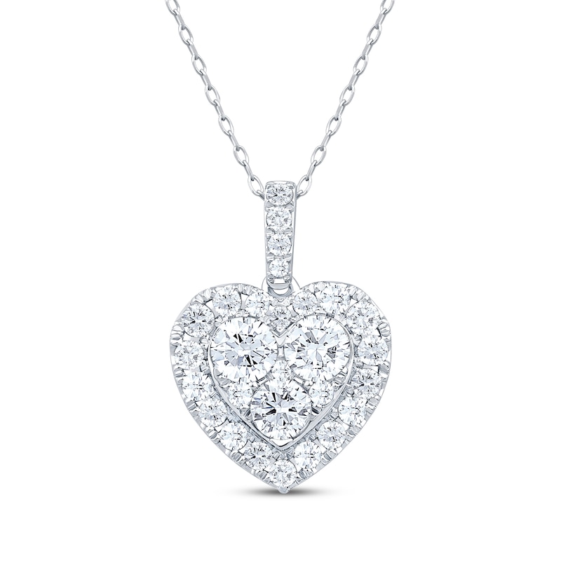 Main Image 1 of Multi-Diamond Heart-Shaped Necklace 1 ct tw 10K White Gold 18&quot;