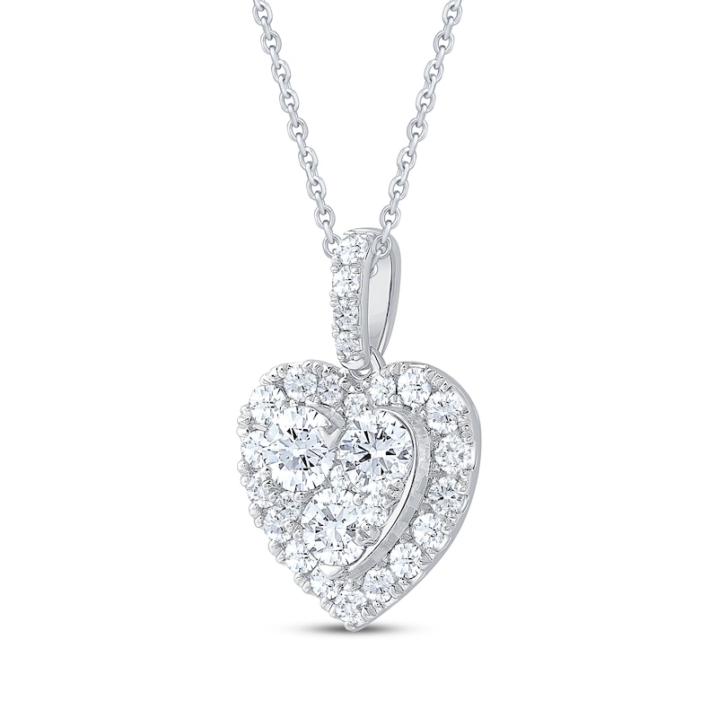 Multi-Diamond Heart-Shaped Necklace 1 ct tw 10K White Gold 18