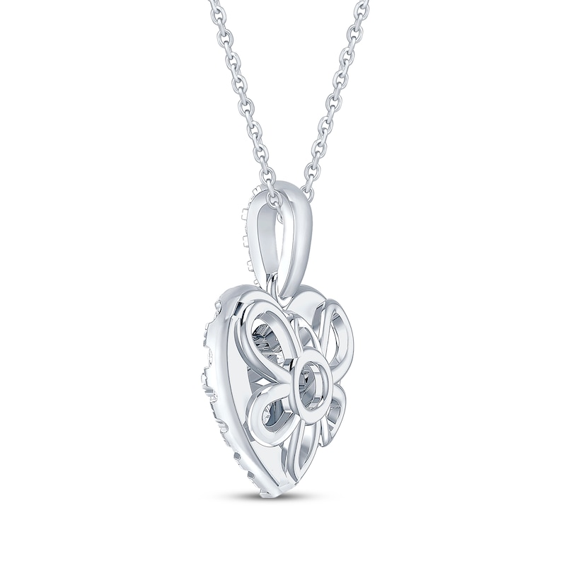 Main Image 3 of Multi-Diamond Heart-Shaped Necklace 1 ct tw 10K White Gold 18&quot;