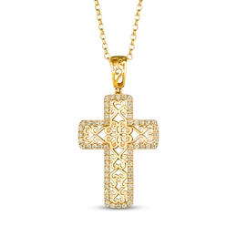 Le Vian Diamond Filigree Box Cross Necklace 3/8 ct tw 14K Honey Gold 19&quot;