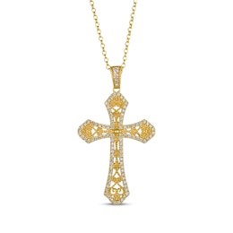 Le Vian Diamond Filigree Cross Necklace 3/4 ct tw 14K Honey Gold 19&quot;