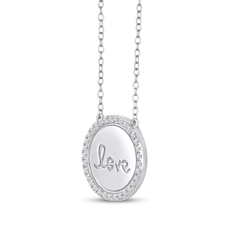 Diamond "Love" Medallion Necklace 1/4 ct tw Sterling Silver 18"