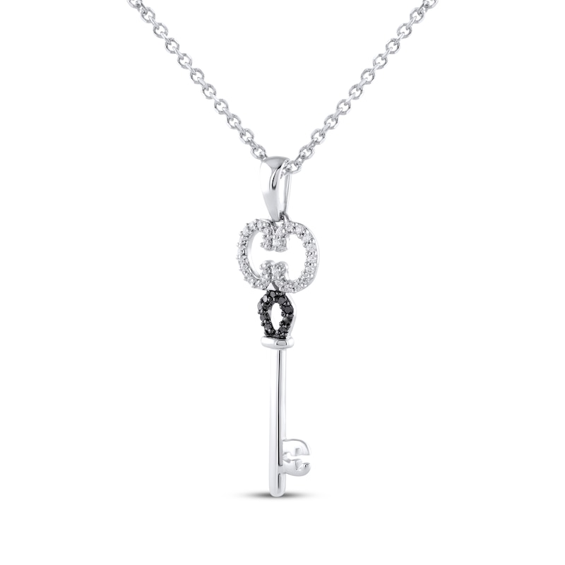 Main Image 2 of Black & White Diamond Key Necklace 1/6 ct tw Sterling Silver 18&quot;