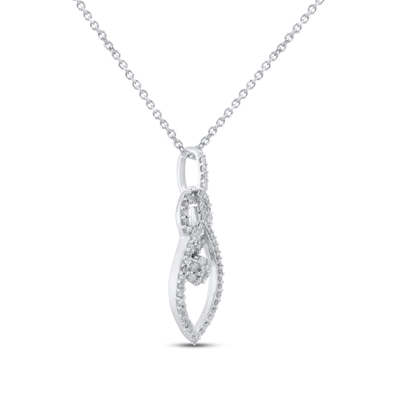 Main Image 2 of Diamond Dangle Cluster Necklace 1/3 ct tw 10K White Gold 18&quot;