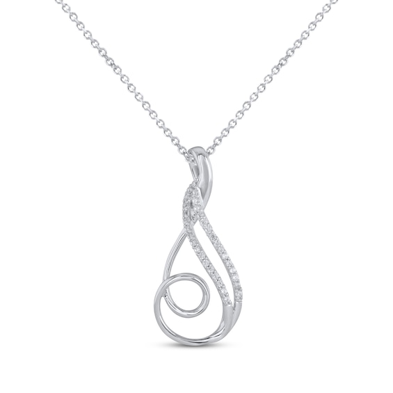 Diamond Swirl Loop Necklace 1/10 ct tw 10K White Gold 18"