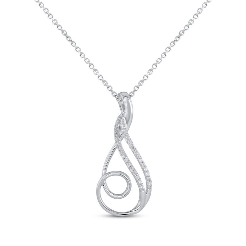 Main Image 1 of Diamond Swirl Loop Necklace 1/10 ct tw 10K White Gold 18&quot;