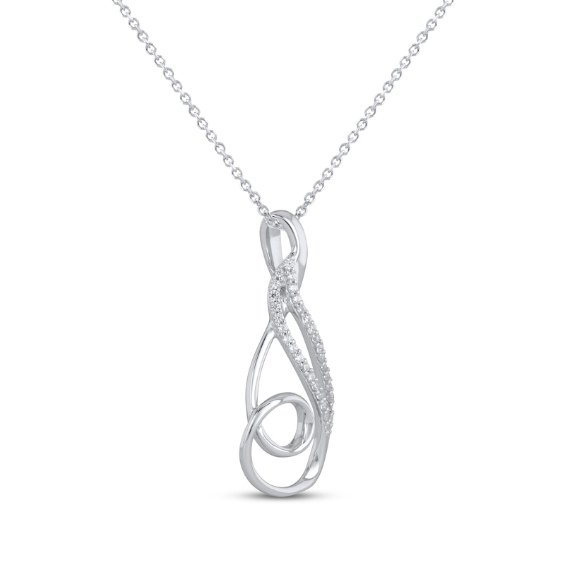 Main Image 2 of Diamond Swirl Loop Necklace 1/10 ct tw 10K White Gold 18&quot;