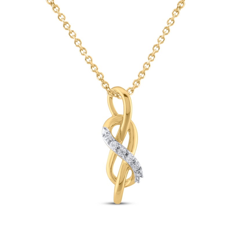 Main Image 1 of Diamond Infinity Knot Necklace 1/20 ct tw 10K Yellow Gold 18&quot;