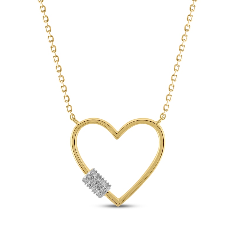 Main Image 1 of Diamond Heart Necklace 1/20 ct tw 10K Yellow Gold 18&quot;