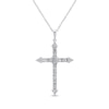 Thumbnail Image 1 of Baguette-Cut Diamond Cross Necklace 1/2 ct tw 10K White Gold 18&quot;