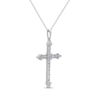 Thumbnail Image 2 of Baguette-Cut Diamond Cross Necklace 1/2 ct tw 10K White Gold 18&quot;