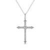 Thumbnail Image 3 of Baguette-Cut Diamond Cross Necklace 1/2 ct tw 10K White Gold 18&quot;