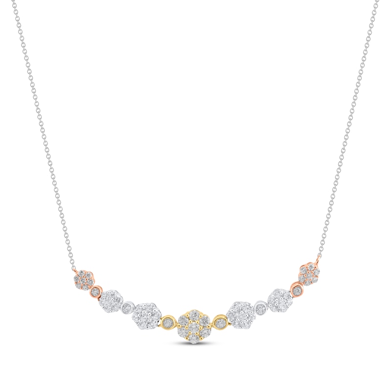 Main Image 1 of Diamond Smile Necklace 1-1/2 ct tw 10K Tri-Tone Gold 18&quot;