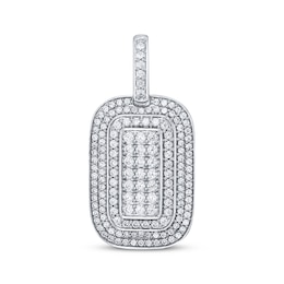 Men's Diamond Dog Tag Charm 1-1/2 ct tw 10K White Gold