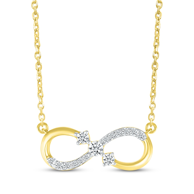 Main Image 1 of Diamond Infinity Necklace 1/4 ct tw 10K Yellow Gold 18&quot;